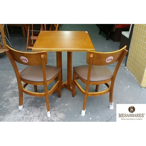 Conjunto Mesa Pé Central com 2 Cadeiras Madeira ou Estofadas - Cod: 1957